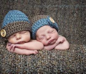 Twin boys beanie hat photography prop